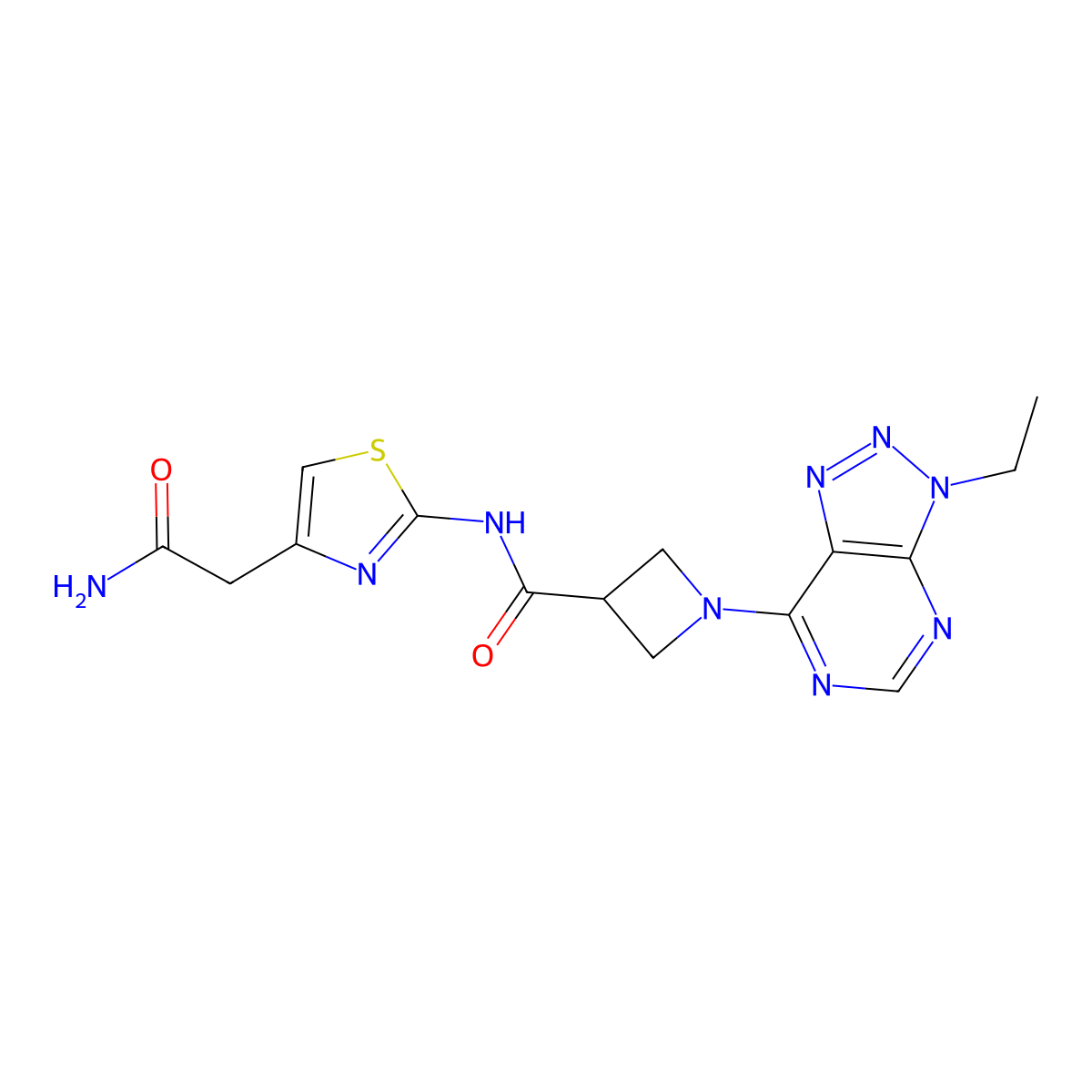 N-(4-(2-amino-2-oxoethyl)thiazol-2-yl)-1-(3-ethyl-3H-[1,2,3]triazolo[4,5-d]pyrimidin-7-yl)azetidine-3-carboxamide molecular structure, CAS 1448133-51-4