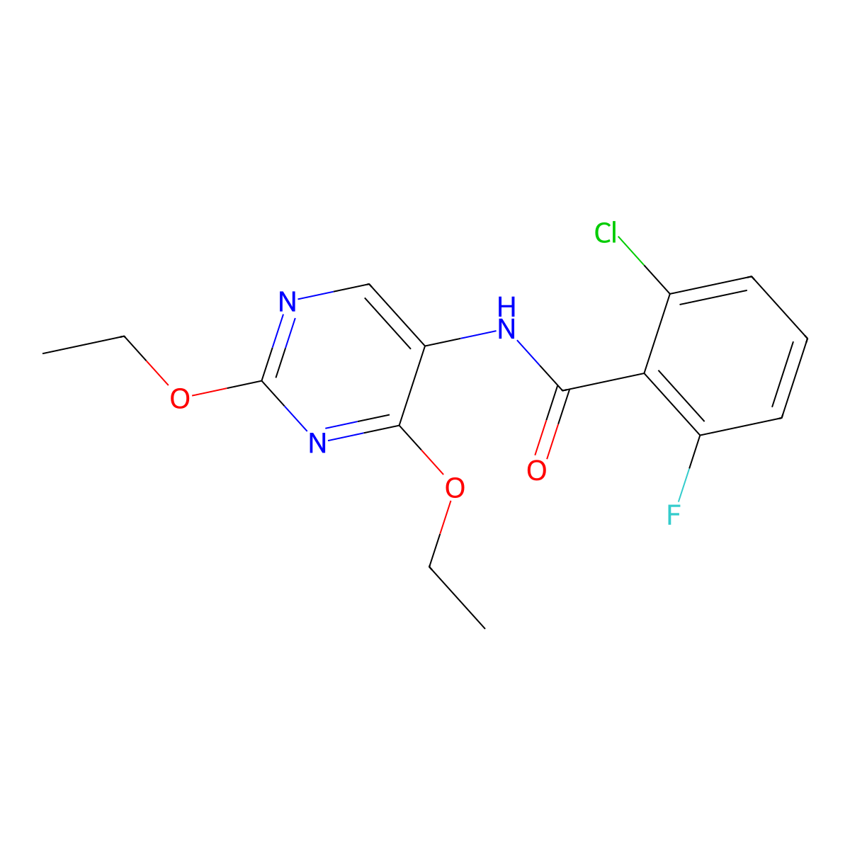 2-chloro-N-(2,4-diethoxypyrimidin-5-yl)-6-fluorobenzamide molecular structure, CAS 1448133-54-7