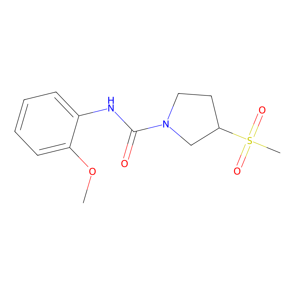 N-(2-methoxyphenyl)-3-(methylsulfonyl)pyrrolidine-1-carboxamide molecular structure, CAS 1448133-56-9