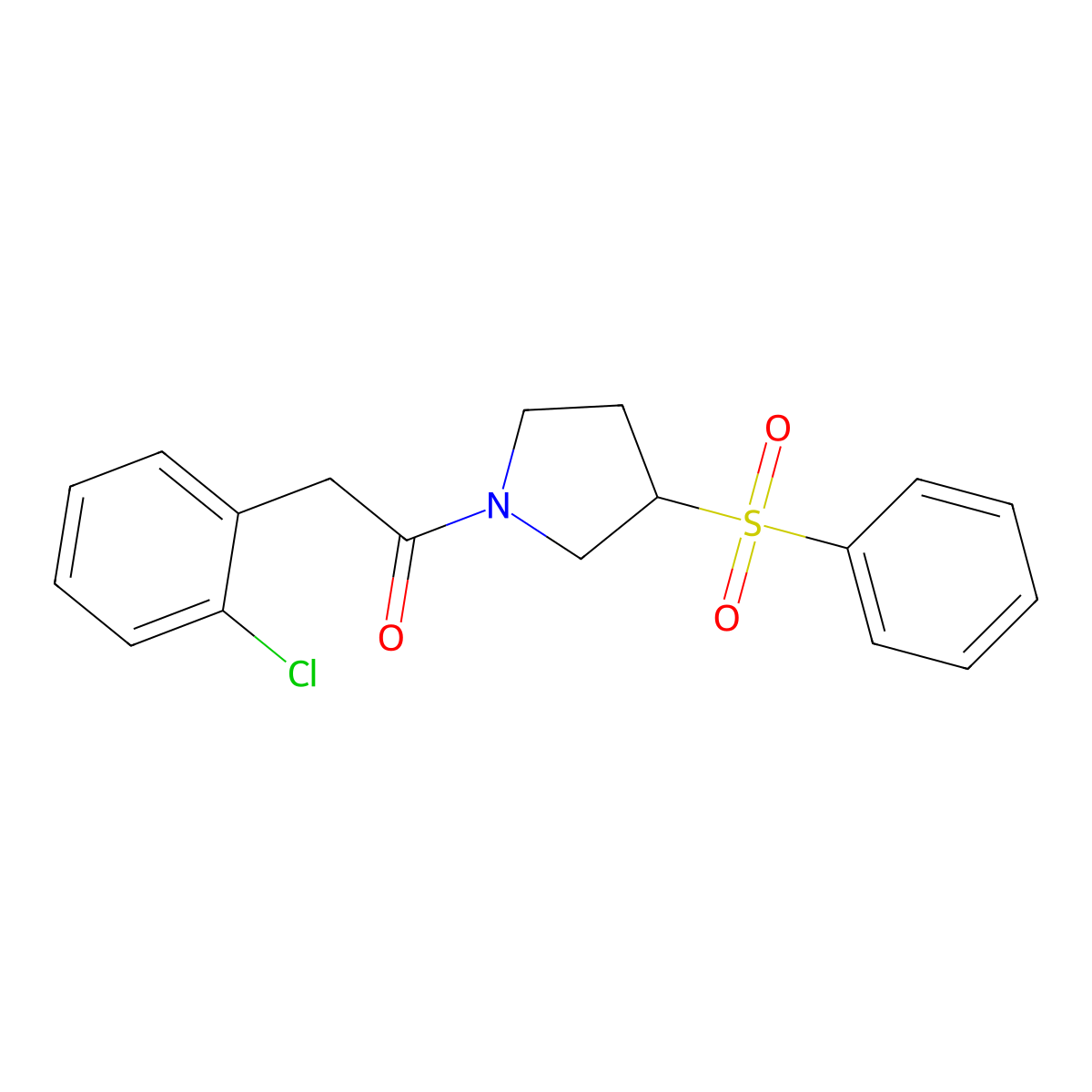 2-(2-Chlorophenyl)-1-(3-(phenylsulfonyl)pyrrolidin-1-yl)ethanone molecular structure, CAS 1448133-61-6