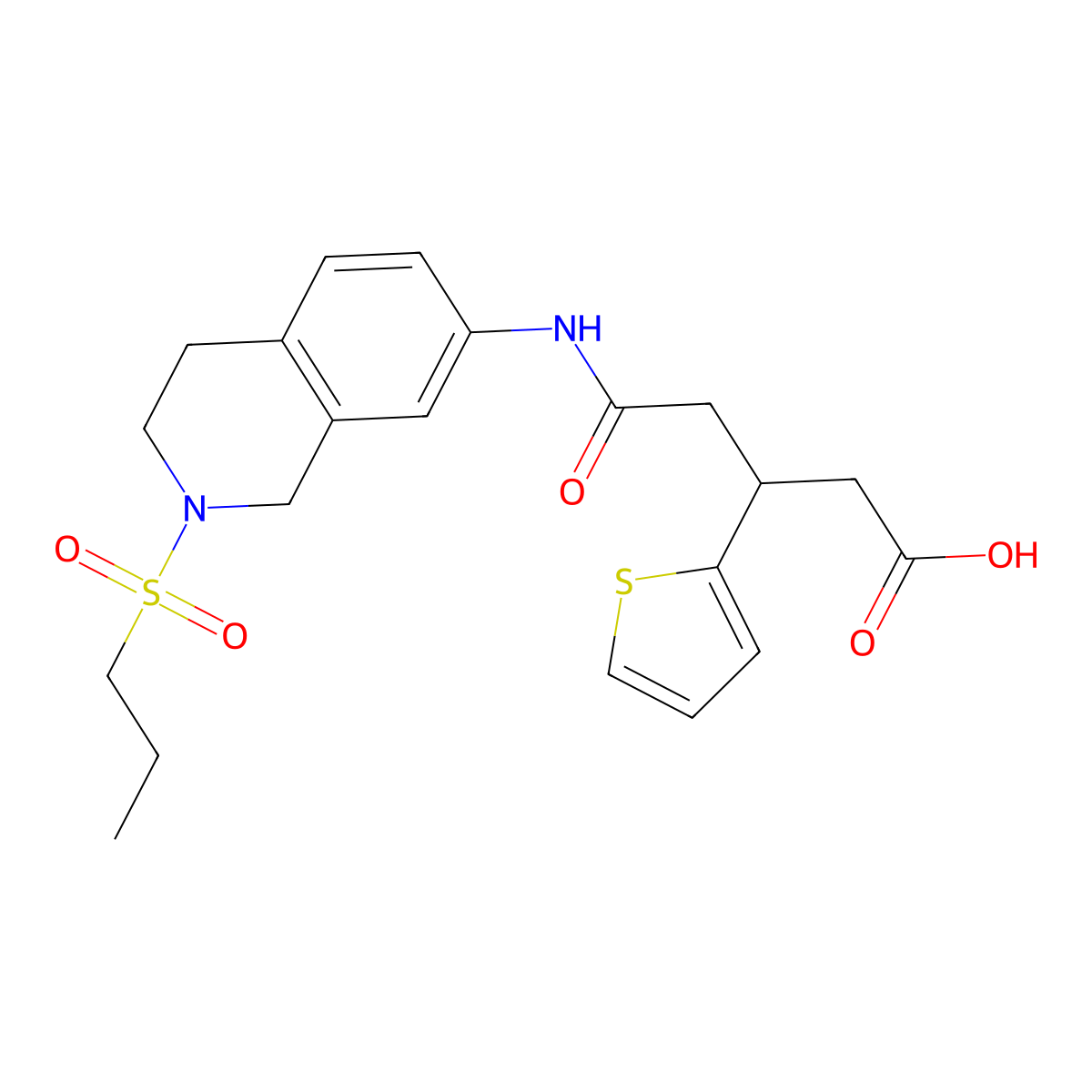 5-Oxo-5-((2-(propylsulfonyl)-1,2,3,4-tetrahydroisoquinolin-7-yl)amino)-3-(thiophen-2-yl)pentanoic acid molecular structure, CAS 1448133-64-9