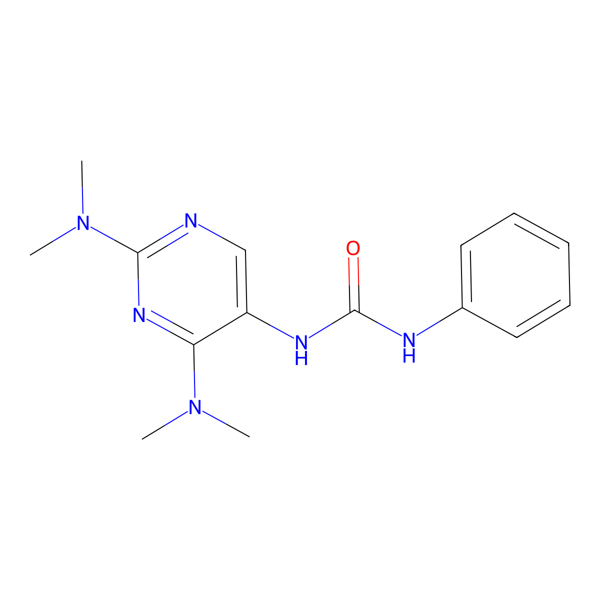 1-(2,4-Bis(dimethylamino)pyrimidin-5-yl)-3-phenylurea molecular structure, CAS 1448133-65-0