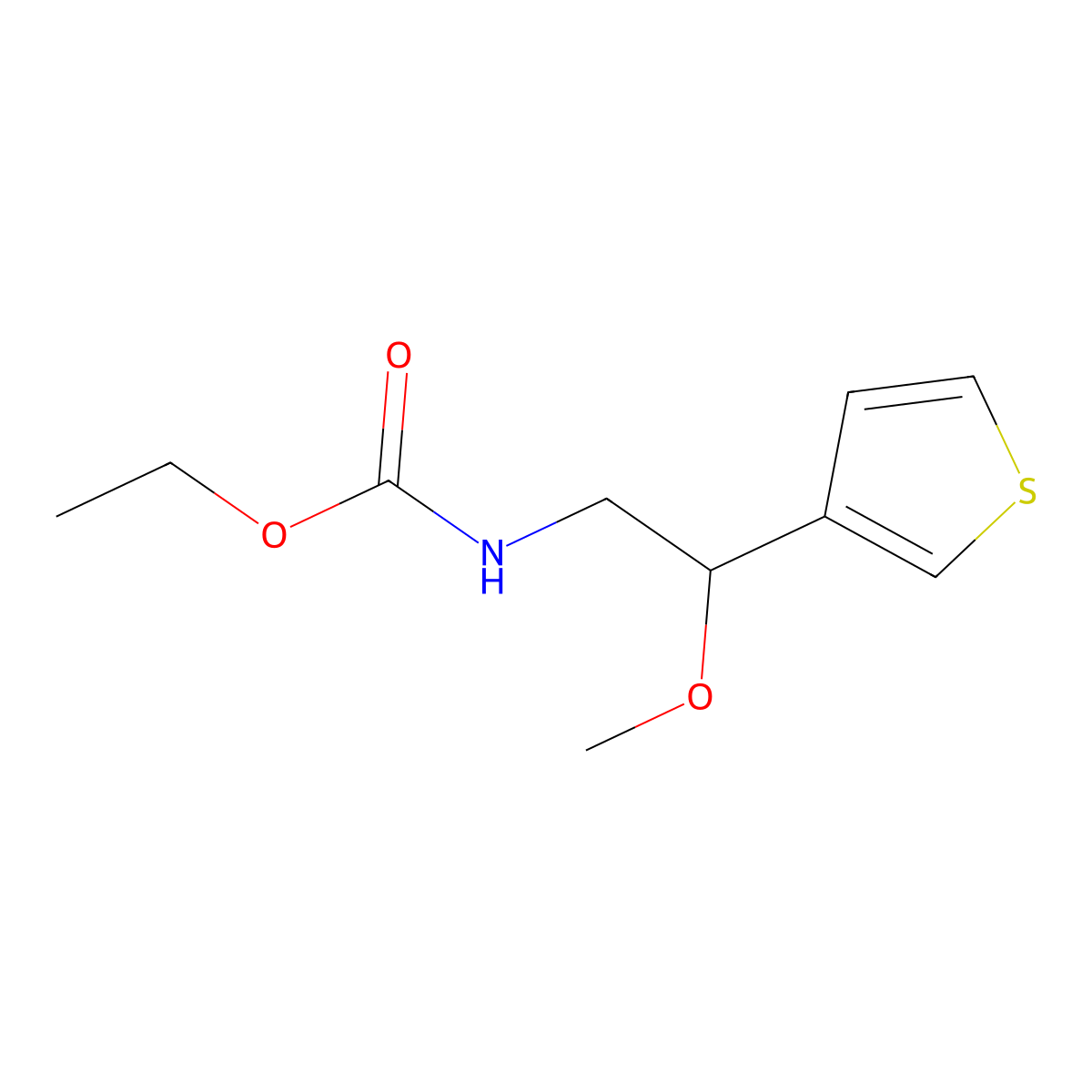 Ethyl (2-methoxy-2-(thiophen-3-yl)ethyl)carbamate molecular structure, CAS 1448133-66-1