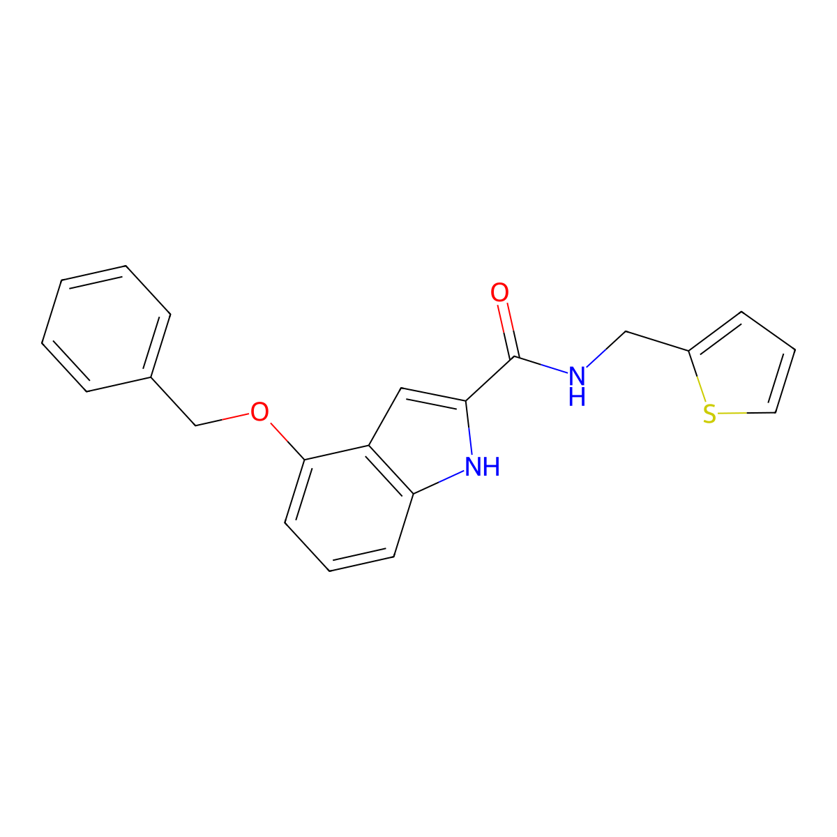 4-(benzyloxy)-N-(thiophen-2-ylmethyl)-1H-indole-2-carboxamide molecular structure, CAS 1448133-71-8