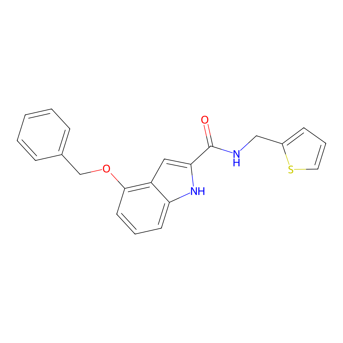 4-(benzyloxy)-N-(thiophen-2-ylmethyl)-1H-indole-2-carboxamide molecular structure, CAS 1448133-71-8