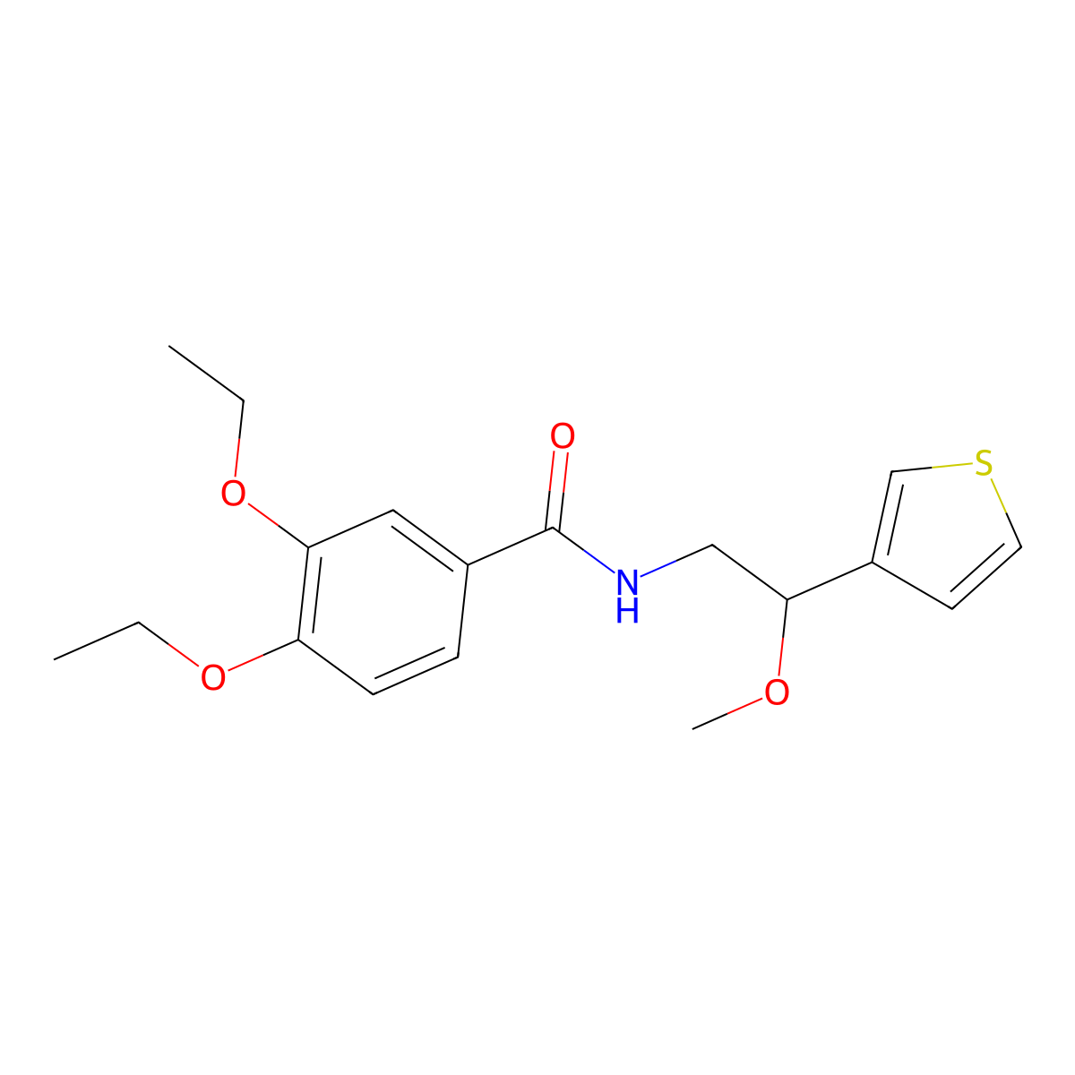 3,4-Diethoxy-N-[2-methoxy-2-(thiophen-3-YL)ethyl]benzamide molecular structure, CAS 1448133-76-3