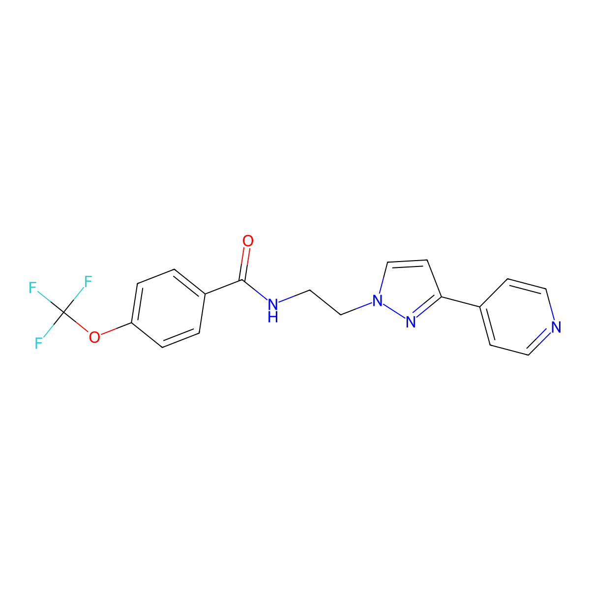 N-{2-[3-(pyridin-4-yl)-1H-pyrazol-1-yl]ethyl}-4-(trifluoromethoxy)benzamide molecular structure, CAS 1448133-79-6