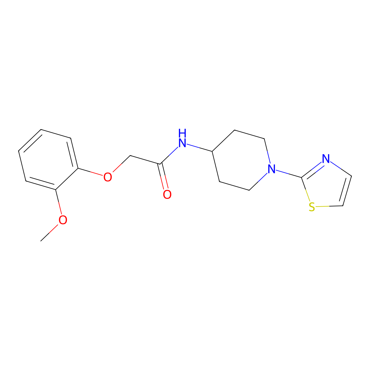 2-(2-methoxyphenoxy)-N-(1-(thiazol-2-yl)piperidin-4-yl)acetamide molecular structure, CAS 1448133-87-6