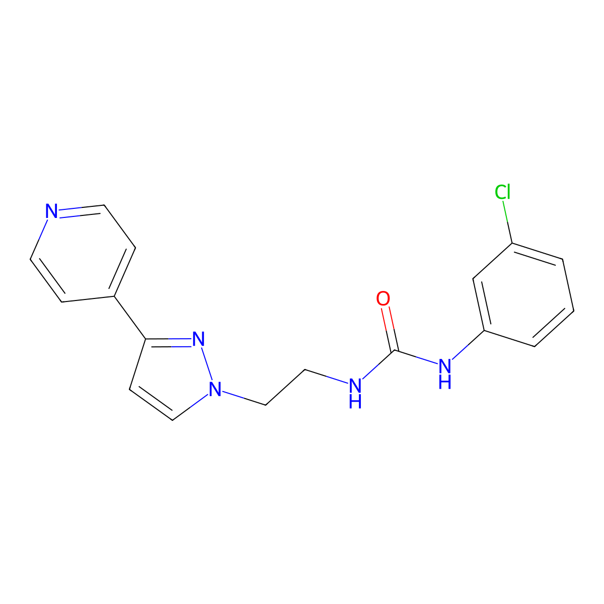 1-(3-chlorophenyl)-3-(2-(3-(pyridin-4-yl)-1H-pyrazol-1-yl)ethyl)urea molecular structure, CAS 1448133-90-1