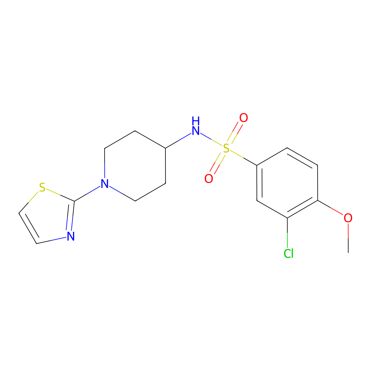 3-chloro-4-methoxy-N-(1-(thiazol-2-yl)piperidin-4-yl)benzenesulfonamide molecular structure, CAS 1448133-94-5