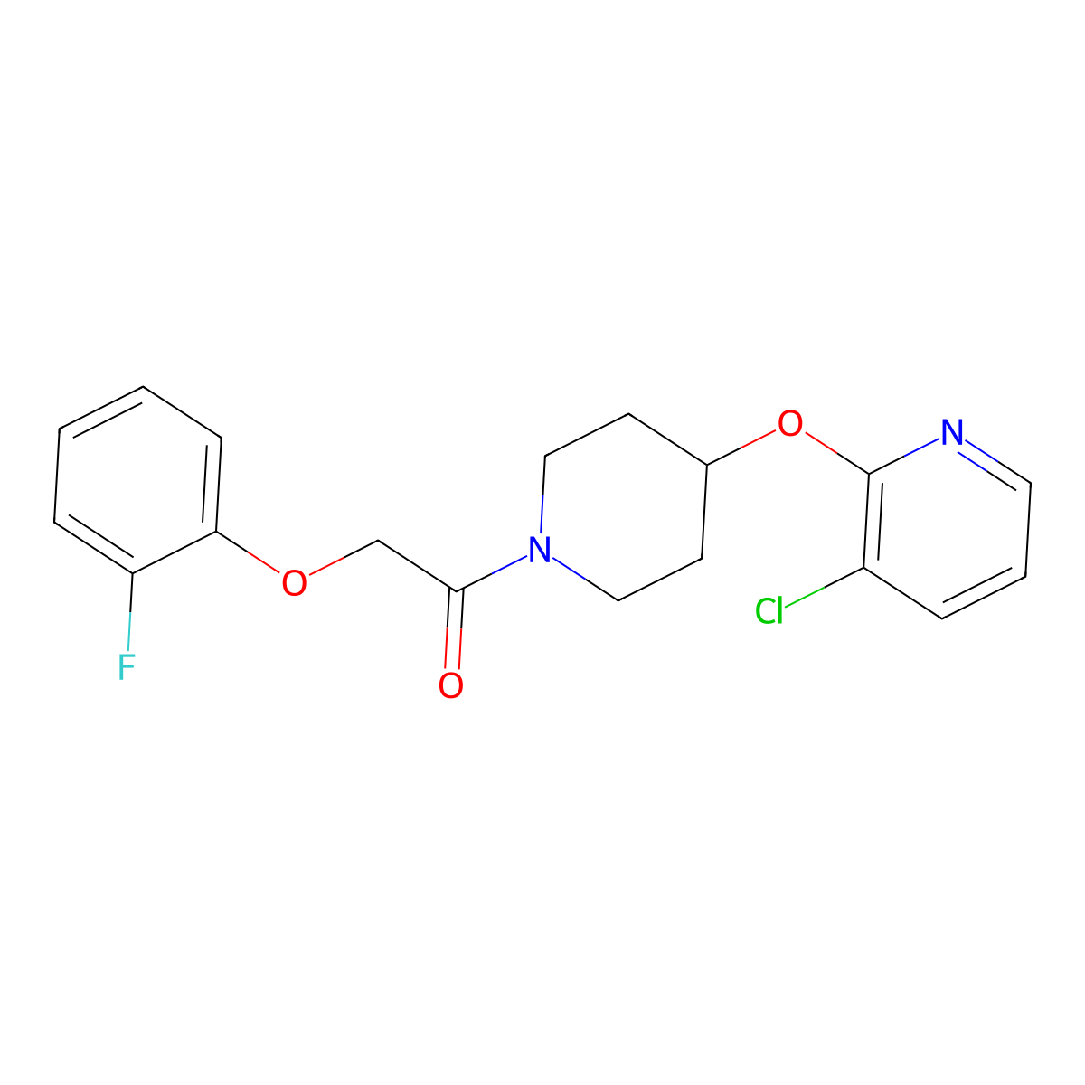 1-(4-((3-Chloropyridin-2-yl)oxy)piperidin-1-yl)-2-(2-fluorophenoxy)ethanone molecular structure, CAS 1448133-95-6