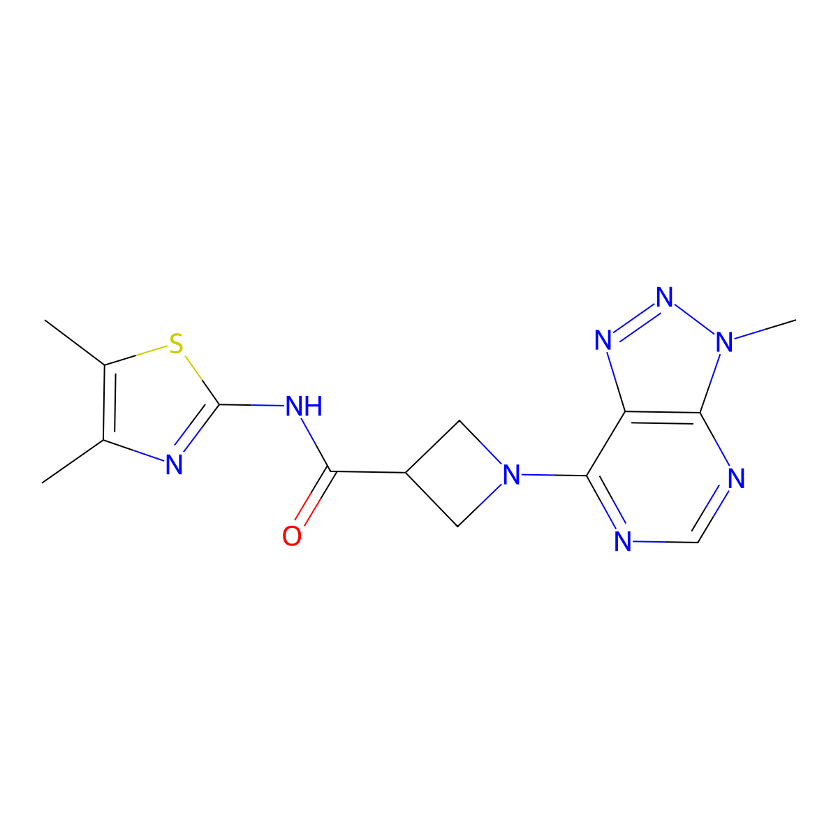 N-(4,5-dimethylthiazol-2-yl)-1-(3-methyl-3H-[1,2,3]triazolo[4,5-d]pyrimidin-7-yl)azetidine-3-carboxamide molecular structure, CAS 1448133-98-9