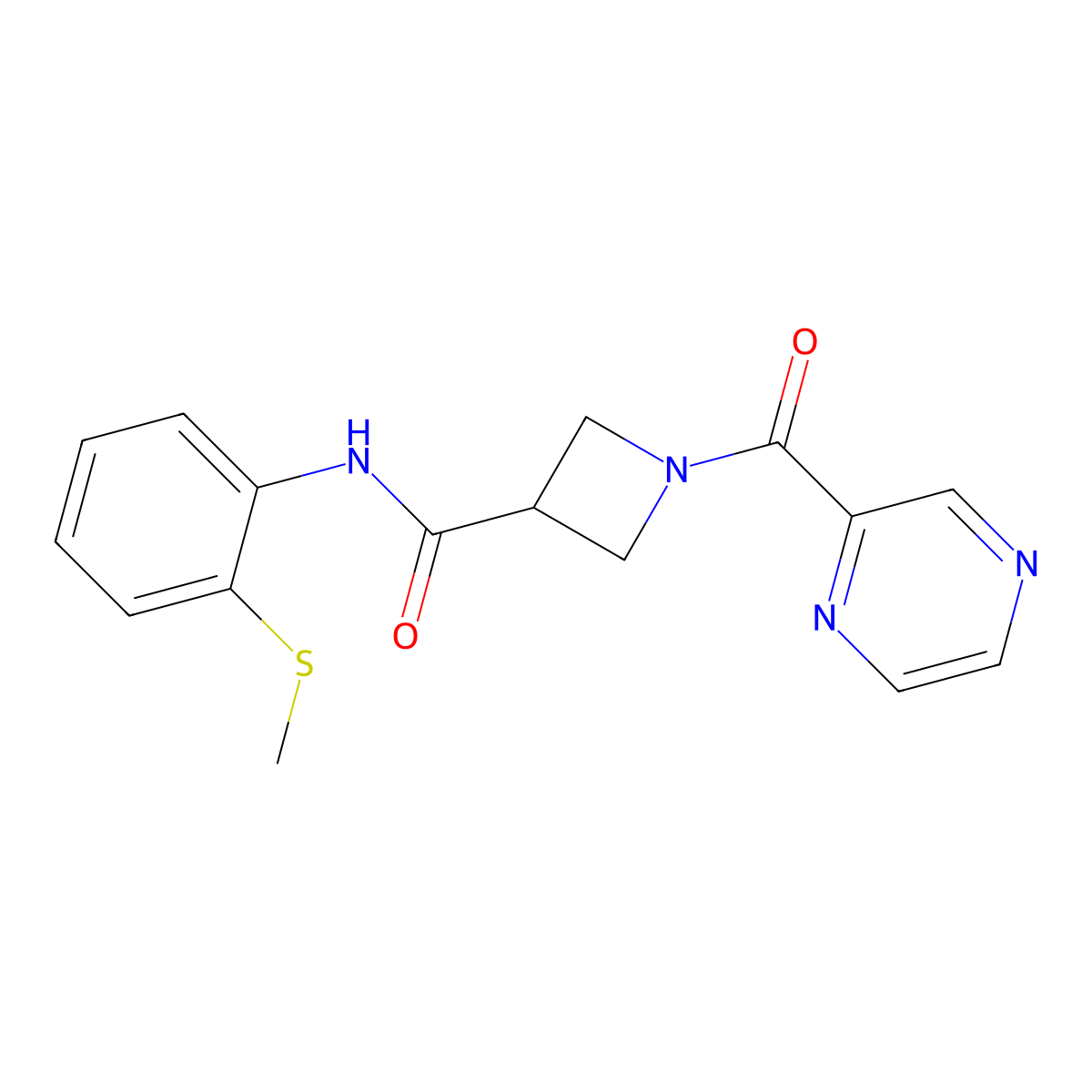N-(2-(methylthio)phenyl)-1-(pyrazine-2-carbonyl)azetidine-3-carboxamide molecular structure, CAS 1448134-02-8