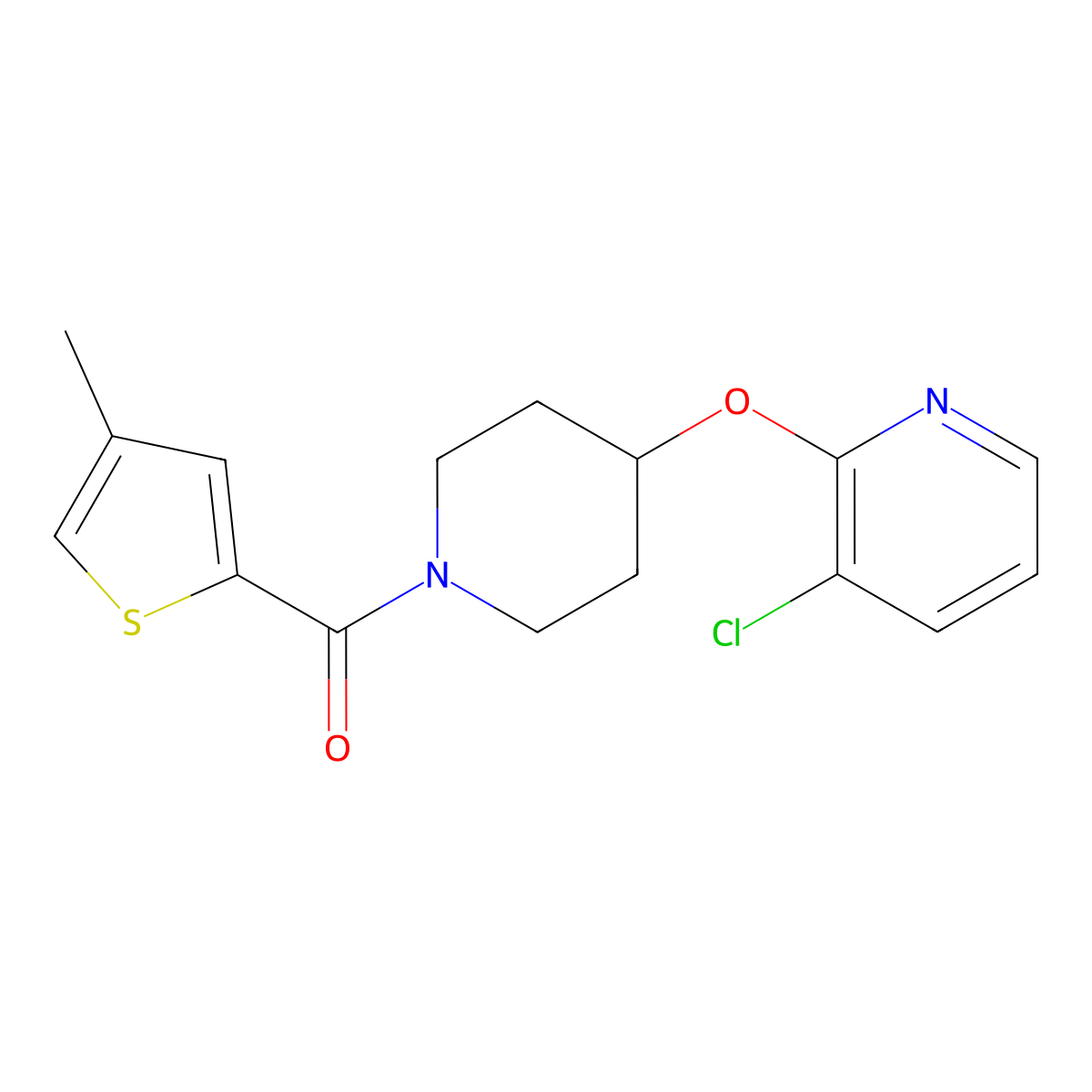 (4-((3-Chloropyridin-2-yl)oxy)piperidin-1-yl)(4-methylthiophen-2-yl)methanone molecular structure, CAS 1448134-03-9