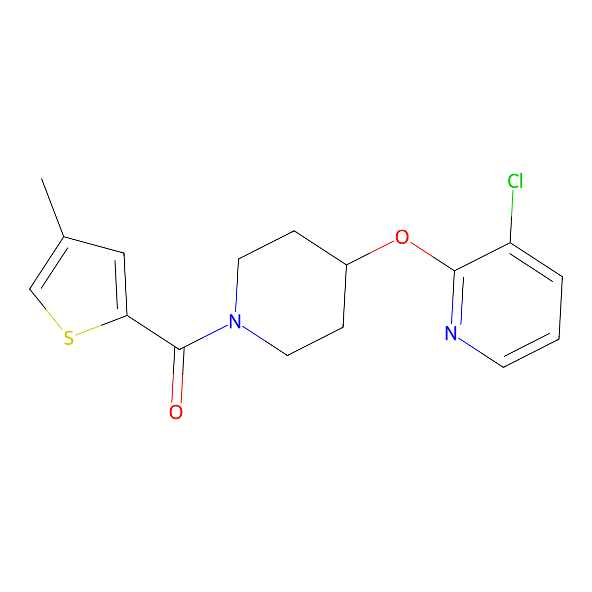 (4-((3-Chloropyridin-2-yl)oxy)piperidin-1-yl)(4-methylthiophen-2-yl)methanone molecular structure, CAS 1448134-03-9