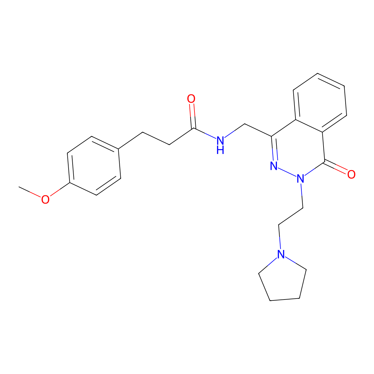 3-(4-methoxyphenyl)-N-((4-oxo-3-(2-(pyrrolidin-1-yl)ethyl)-3,4-dihydrophthalazin-1-yl)methyl)propanamide molecular structure, CAS 1448134-06-2