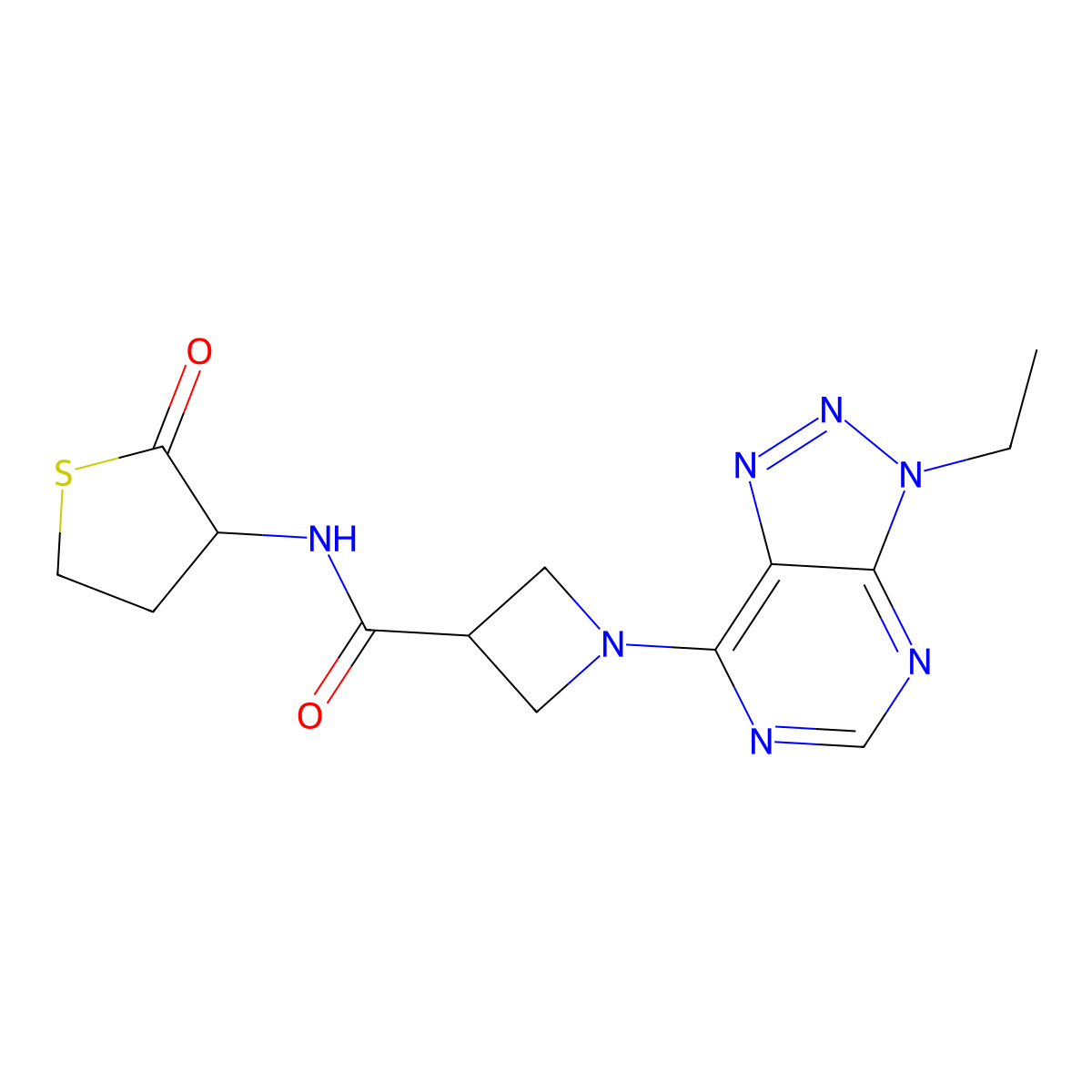 1-(3-ethyl-3H-[1,2,3]triazolo[4,5-d]pyrimidin-7-yl)-N-(2-oxotetrahydrothiophen-3-yl)azetidine-3-carboxamide molecular structure, CAS 1448134-07-3