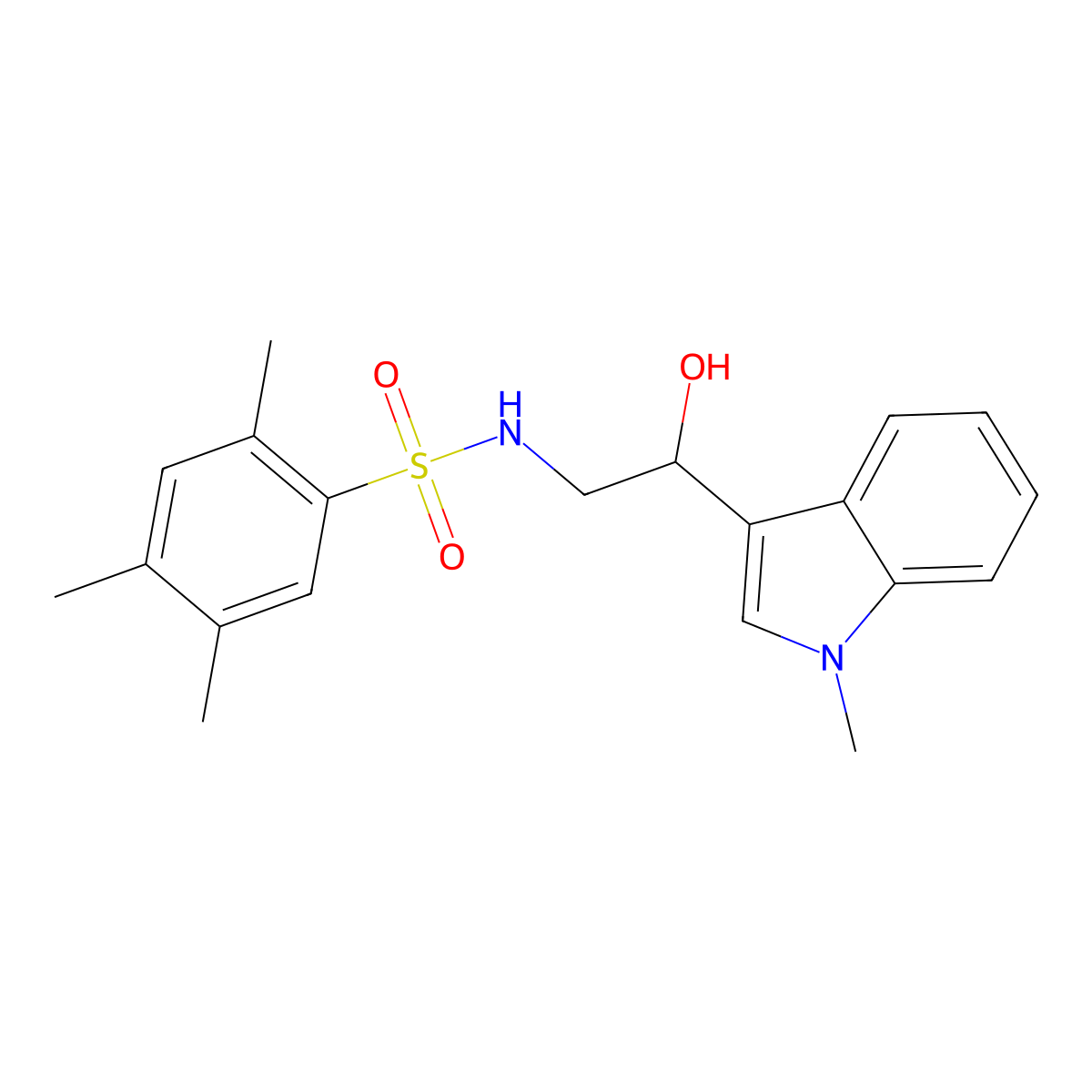 N-(2-hydroxy-2-(1-methyl-1H-indol-3-yl)ethyl)-2,4,5-trimethylbenzenesulfonamide molecular structure, CAS 1448134-11-9