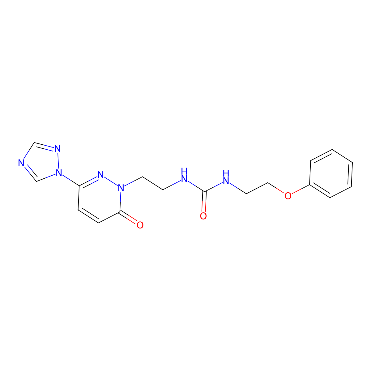 1-(2-(6-oxo-3-(1H-1,2,4-triazol-1-yl)pyridazin-1(6H)-yl)ethyl)-3-(2-phenoxyethyl)urea molecular structure, CAS 1448134-19-7