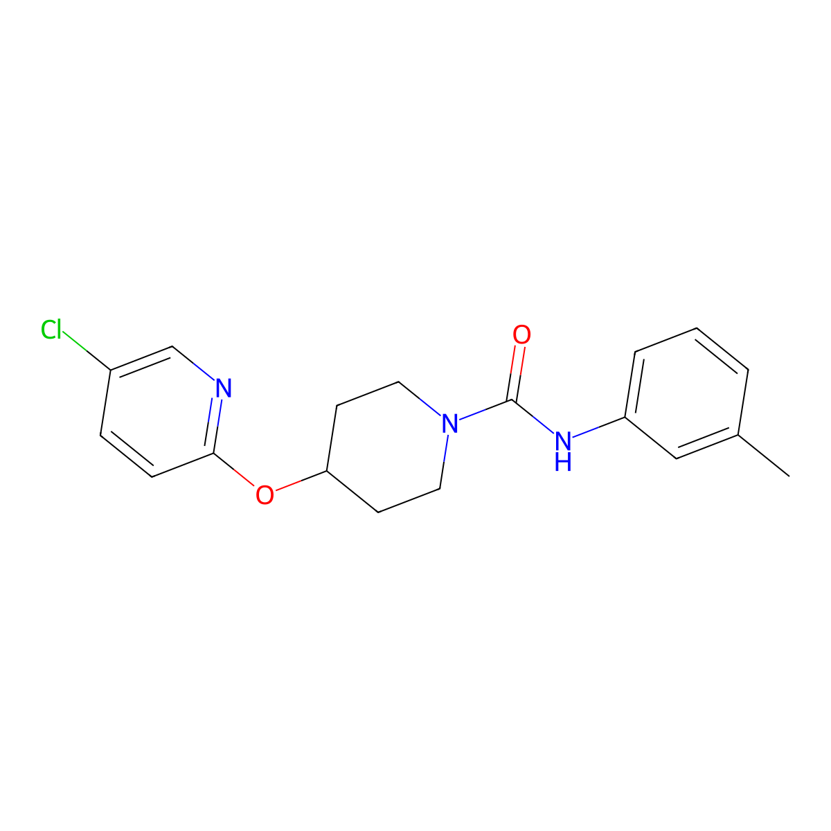 4-((5-chloropyridin-2-yl)oxy)-N-(m-tolyl)piperidine-1-carboxamide molecular structure, CAS 1448134-25-5