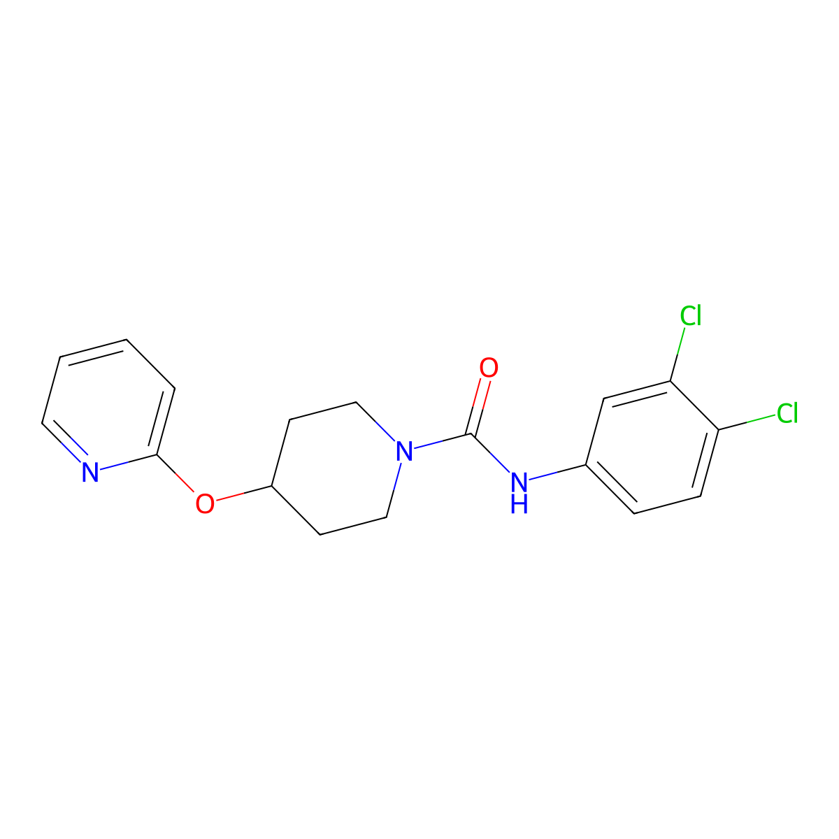 N-(3,4-dichlorophenyl)-4-(pyridin-2-yloxy)piperidine-1-carboxamide molecular structure, CAS 1448134-29-9