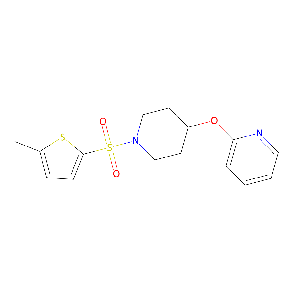 2-({1-[(5-Methylthiophen-2-yl)sulfonyl]piperidin-4-yl}oxy)pyridine molecular structure, CAS 1448134-36-8