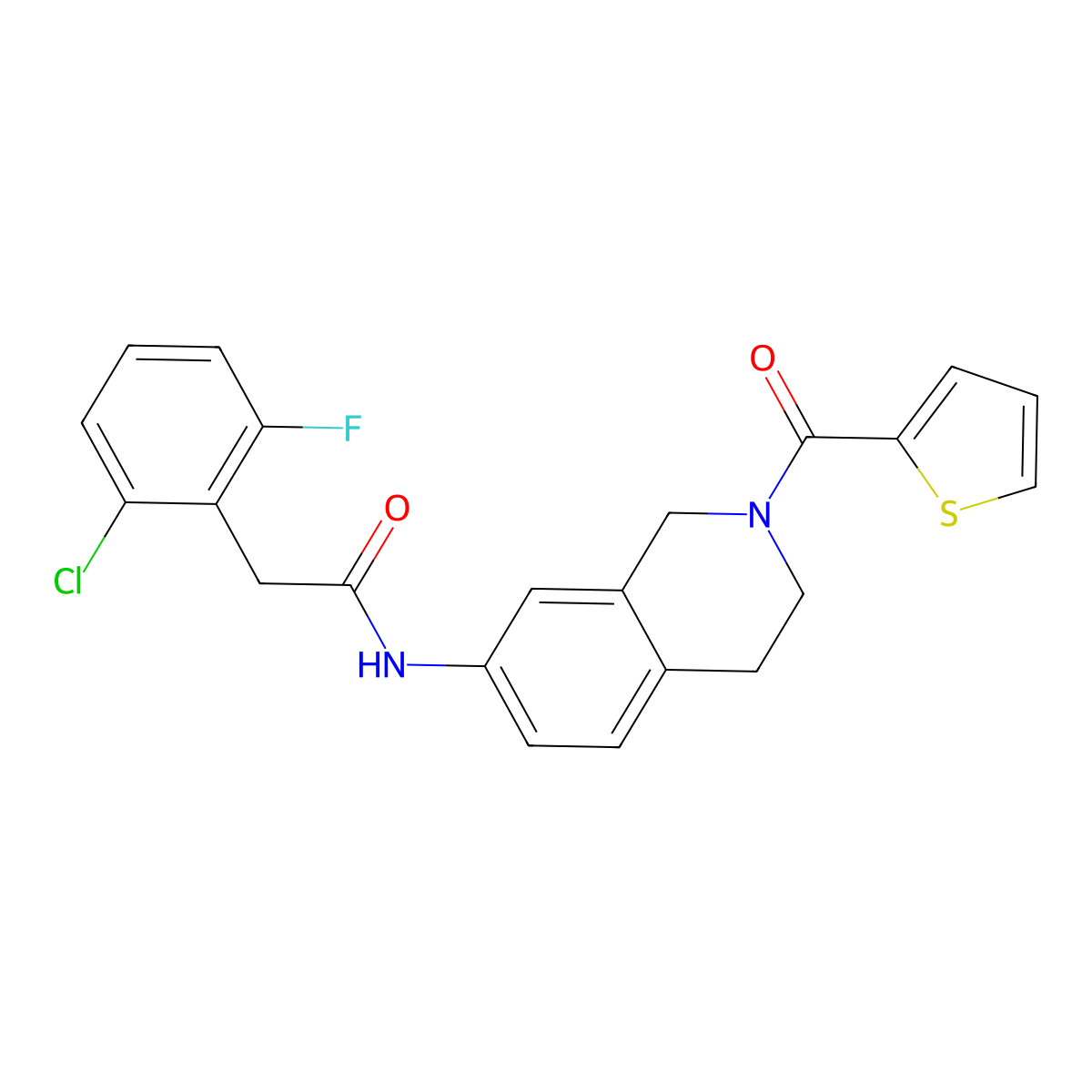2-(2-chloro-6-fluorophenyl)-N-[2-(thiophene-2-carbonyl)-1,2,3,4-tetrahydroisoquinolin-7-yl]acetamide molecular structure, CAS 1448134-41-5