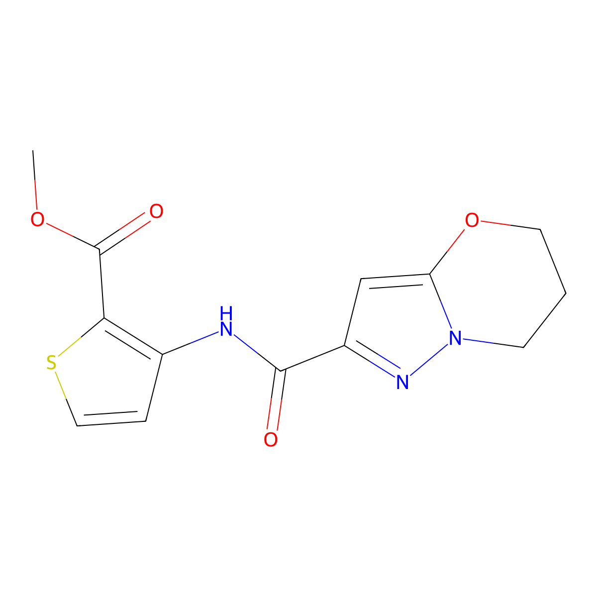 methyl 3-(6,7-dihydro-5H-pyrazolo[5,1-b][1,3]oxazine-2-carboxamido)thiophene-2-carboxylate molecular structure, CAS 1448134-49-3