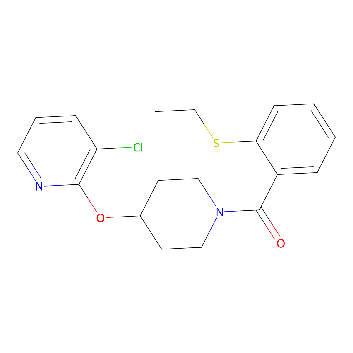 (4-((3-Chloropyridin-2-yl)oxy)piperidin-1-yl)(2-(ethylthio)phenyl)methanone molecular structure, CAS 1448134-50-6