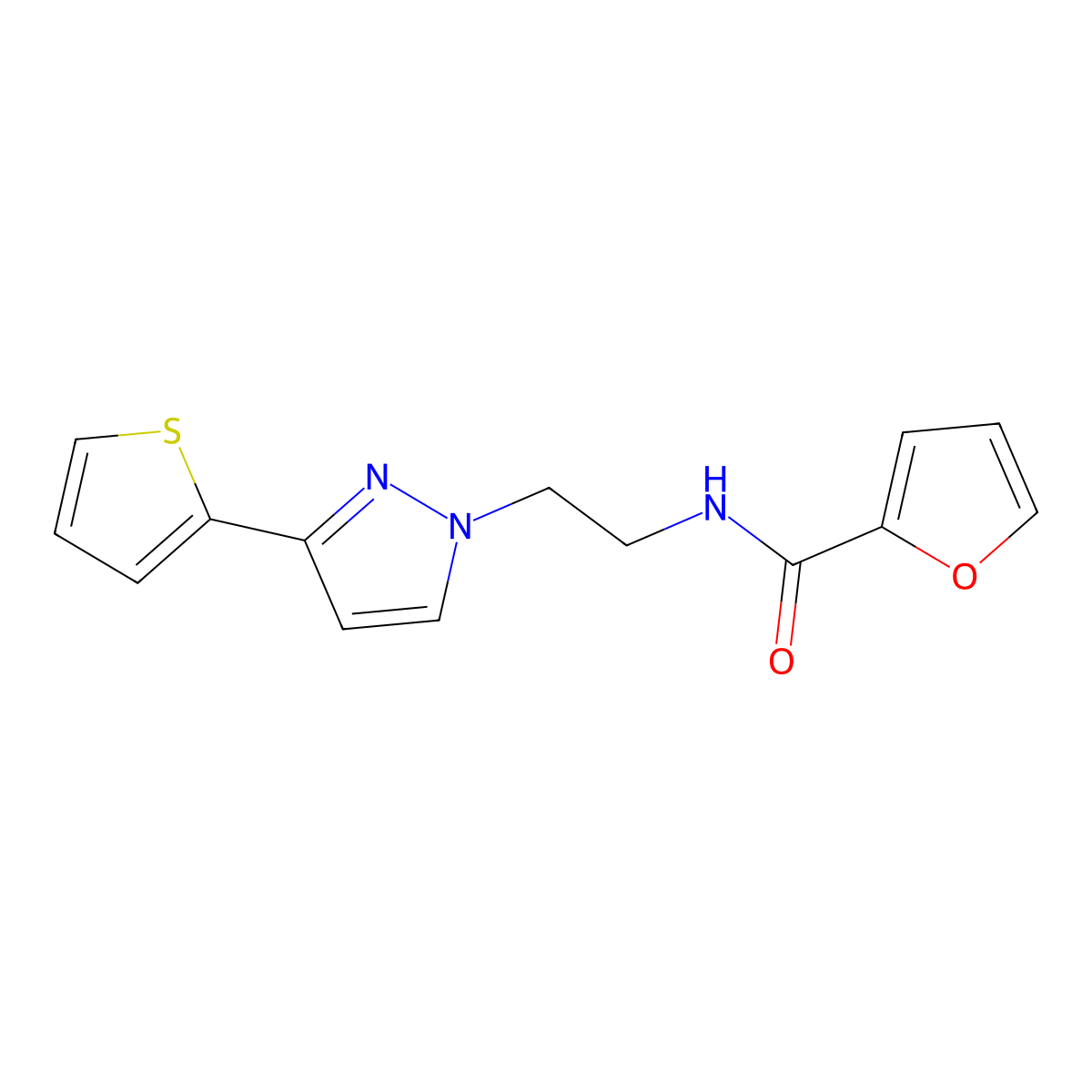 N-(2-(3-(thiophen-2-yl)-1H-pyrazol-1-yl)ethyl)furan-2-carboxamide molecular structure, CAS 1448134-52-8