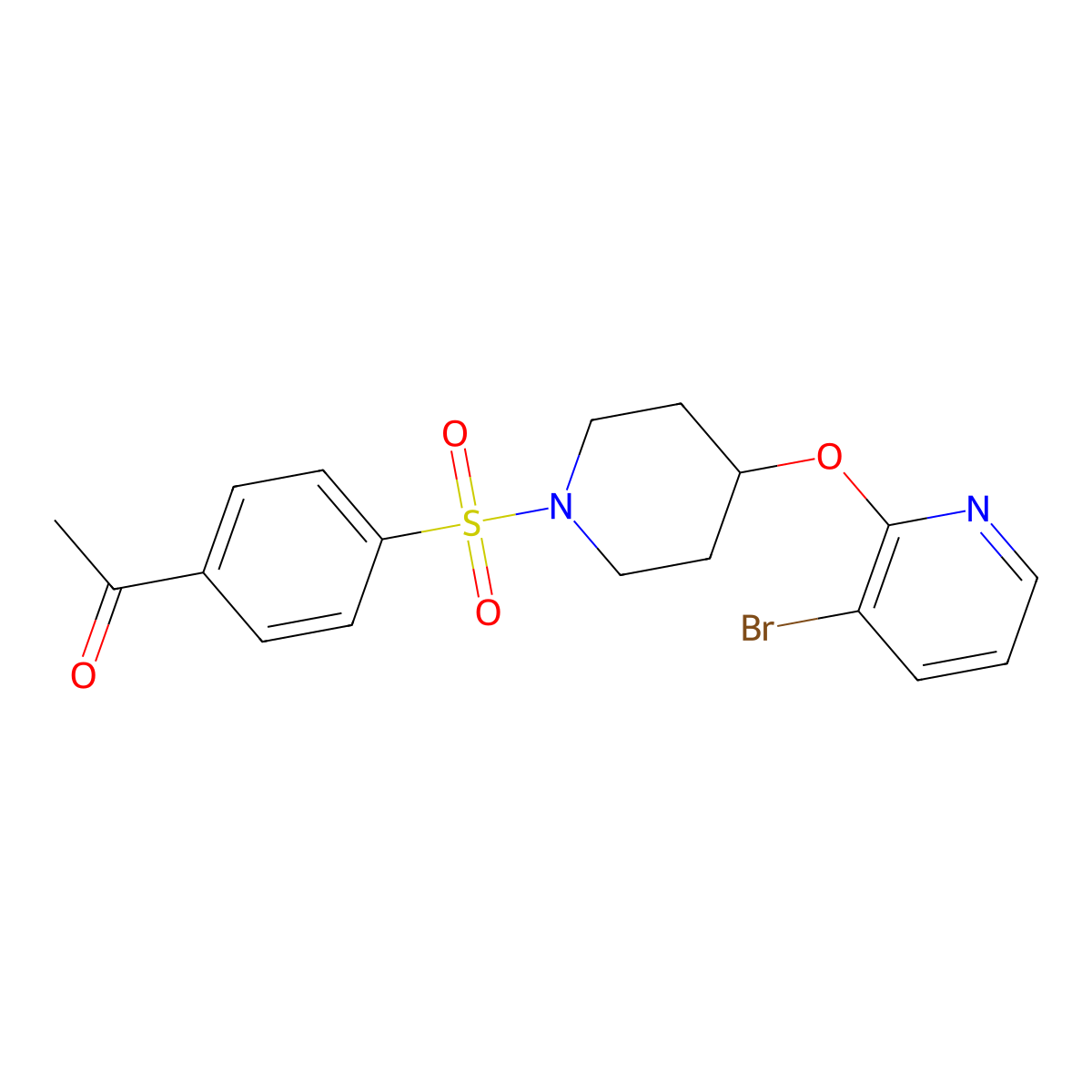 1-(4-((4-((3-Bromopyridin-2-yl)oxy)piperidin-1-yl)sulfonyl)phenyl)ethanone molecular structure, CAS 1448134-53-9