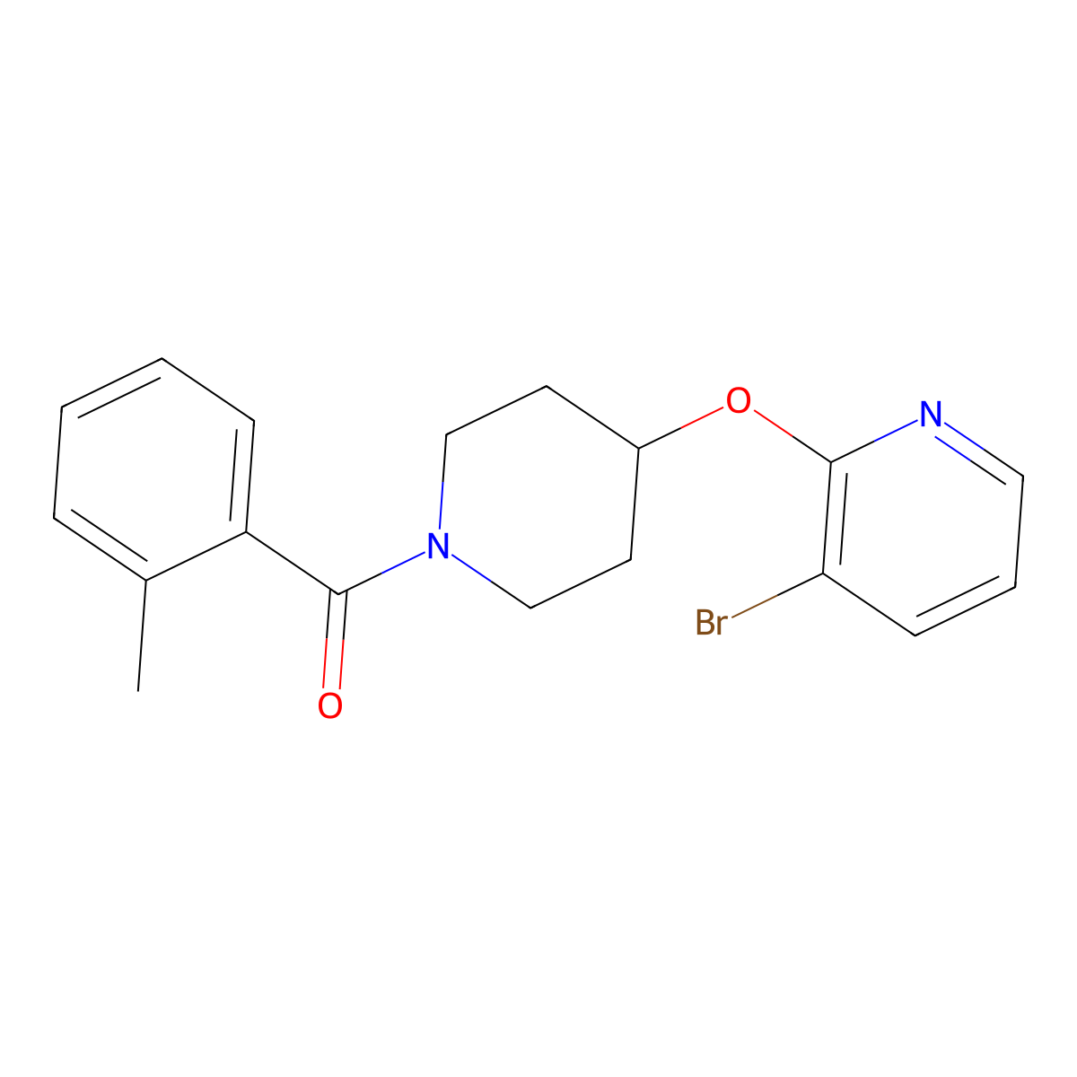 (4-((3-Bromopyridin-2-yl)oxy)piperidin-1-yl)(o-tolyl)methanone molecular structure, CAS 1448134-57-3