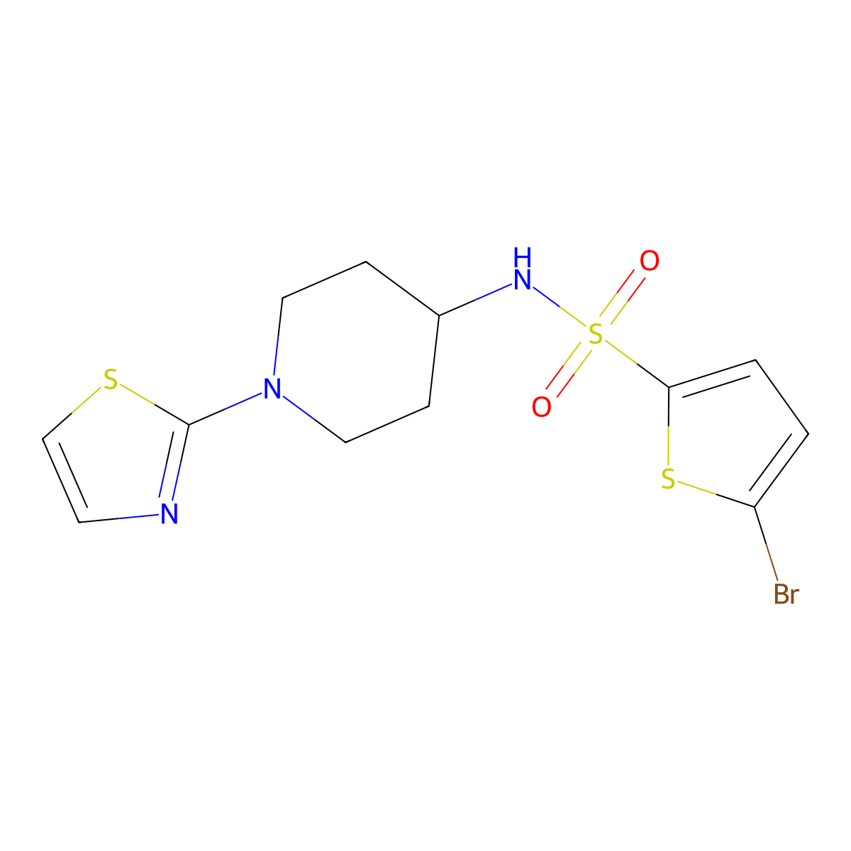 5-bromo-N-(1-(thiazol-2-yl)piperidin-4-yl)thiophene-2-sulfonamide molecular structure, CAS 1448134-59-5