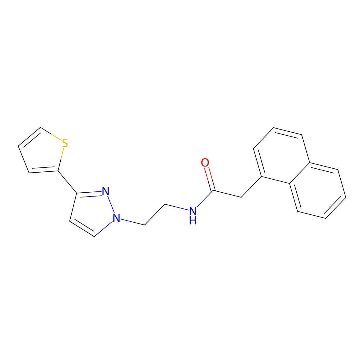 2-(naphthalen-1-yl)-N-{2-[3-(thiophen-2-yl)-1H-pyrazol-1-yl]ethyl}acetamide molecular structure, CAS 1448134-61-9