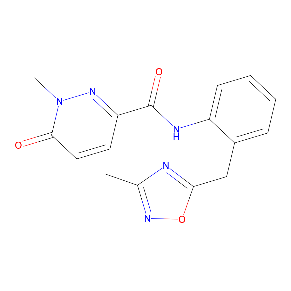 1-methyl-N-{2-[(3-methyl-1,2,4-oxadiazol-5-yl)methyl]phenyl}-6-oxo-1,6-dihydropyridazine-3-carboxamide molecular structure, CAS 1448134-63-1