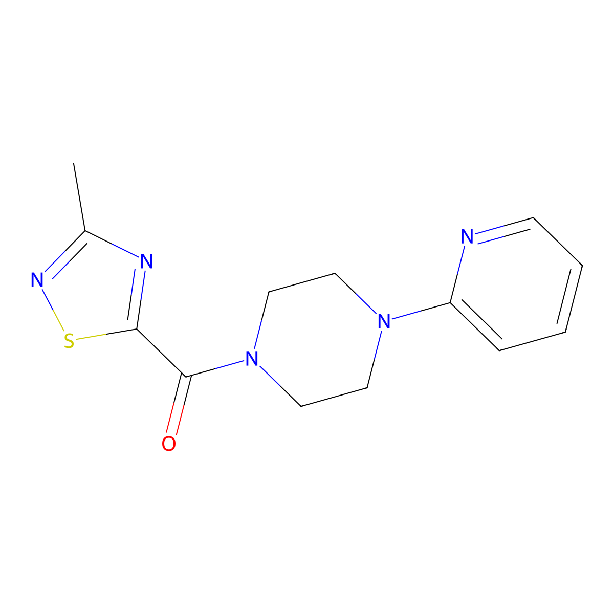 (3-Methyl-1,2,4-thiadiazol-5-yl)(4-(pyridin-2-yl)piperazin-1-yl)methanone molecular structure, CAS 1448134-66-4