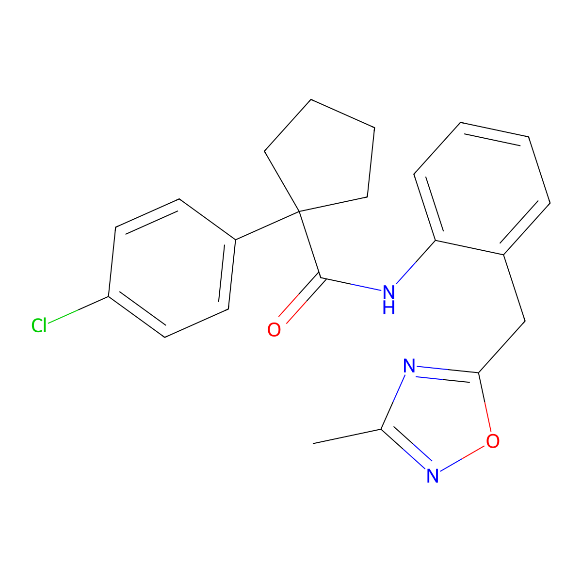 1-(4-chlorophenyl)-N-(2-((3-methyl-1,2,4-oxadiazol-5-yl)methyl)phenyl)cyclopentanecarboxamide molecular structure, CAS 1448134-70-0