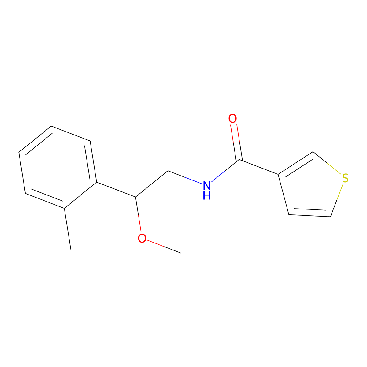 N-(2-methoxy-2-(o-tolyl)ethyl)thiophene-3-carboxamide molecular structure, CAS 1448134-73-3