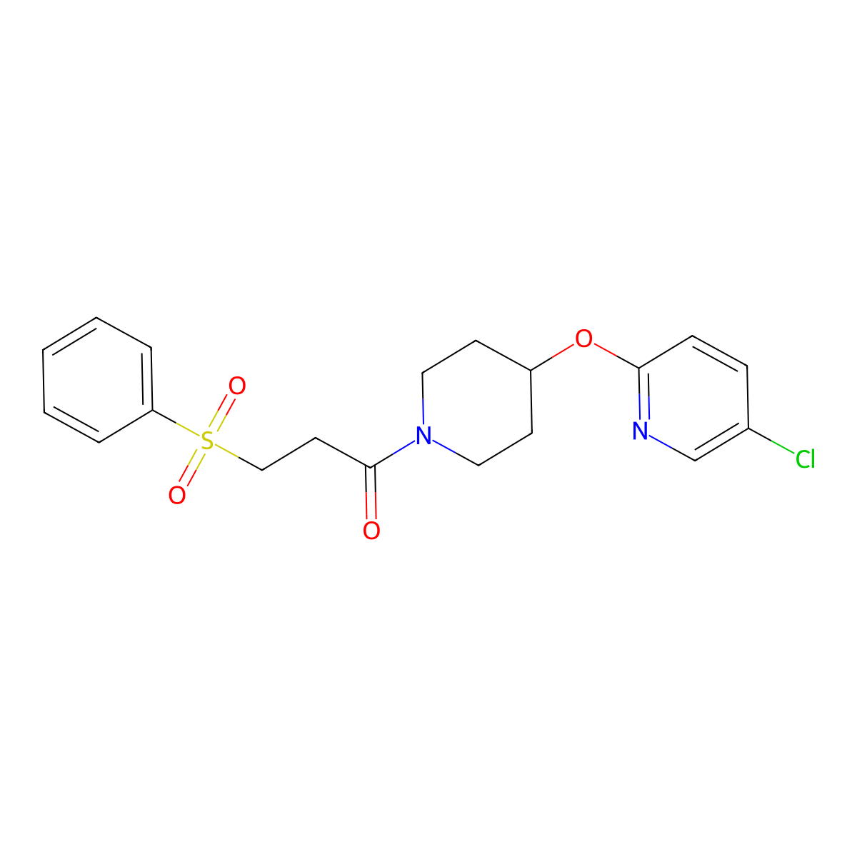 1-(4-((5-Chloropyridin-2-yl)oxy)piperidin-1-yl)-3-(phenylsulfonyl)propan-1-one molecular structure, CAS 1448134-83-5