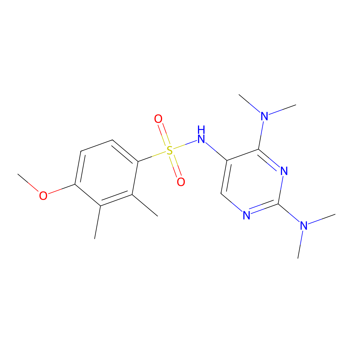 N-(2,4-bis(dimethylamino)pyrimidin-5-yl)-4-methoxy-2,3-dimethylbenzenesulfonamide molecular structure, CAS 1448134-87-9