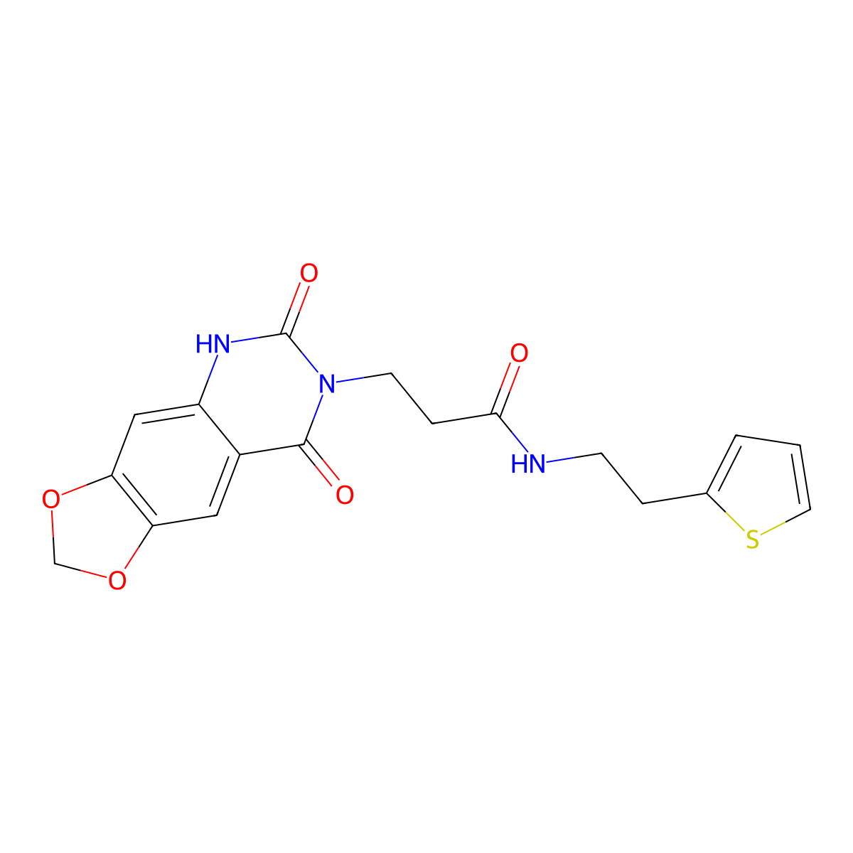 3-(6,8-dioxo-5,6-dihydro-[1,3]dioxolo[4,5-g]quinazolin-7(8H)-yl)-N-(2-(thiophen-2-yl)ethyl)propanamide molecular structure, CAS 1448134-89-1