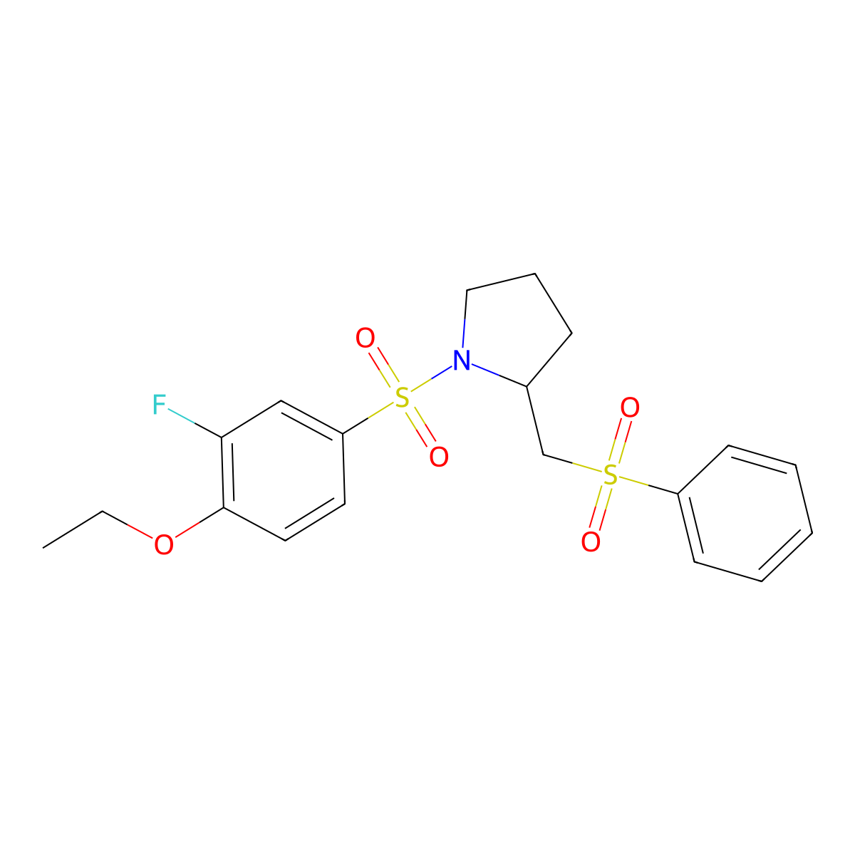 1-((4-Ethoxy-3-fluorophenyl)sulfonyl)-2-((phenylsulfonyl)methyl)pyrrolidine molecular structure, CAS 1448134-97-1