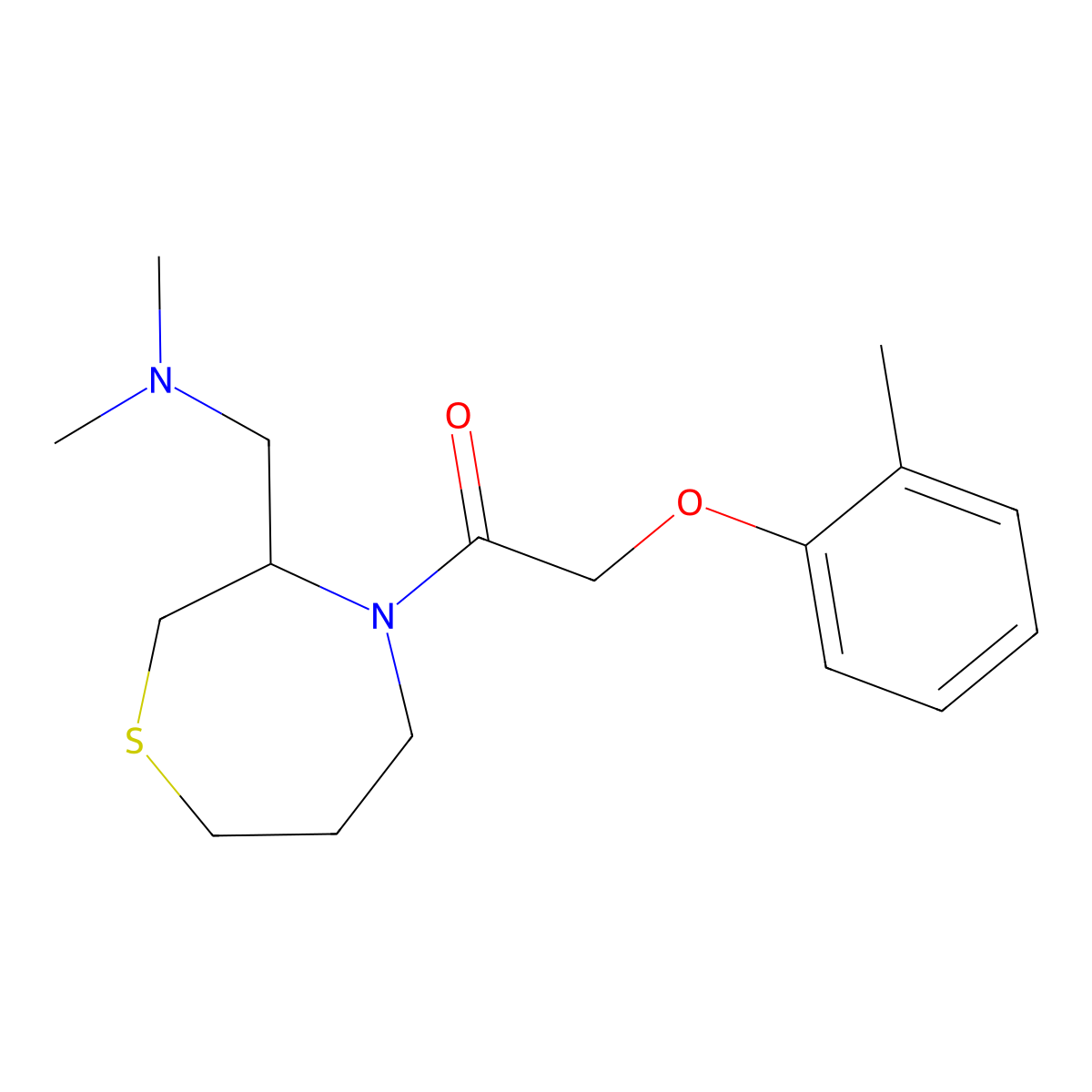 1-(3-((Dimethylamino)methyl)-1,4-thiazepan-4-yl)-2-(o-tolyloxy)ethanone molecular structure, CAS 1448134-98-2