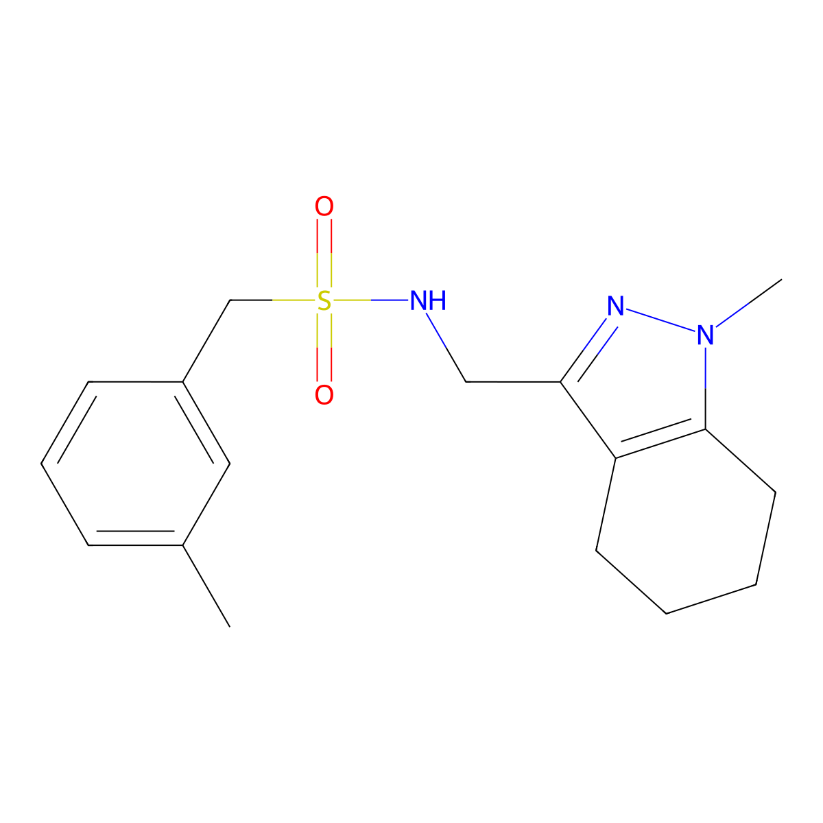 N-((1-methyl-4,5,6,7-tetrahydro-1H-indazol-3-yl)methyl)-1-(m-tolyl)methanesulfonamide molecular structure, CAS 1448135-00-9