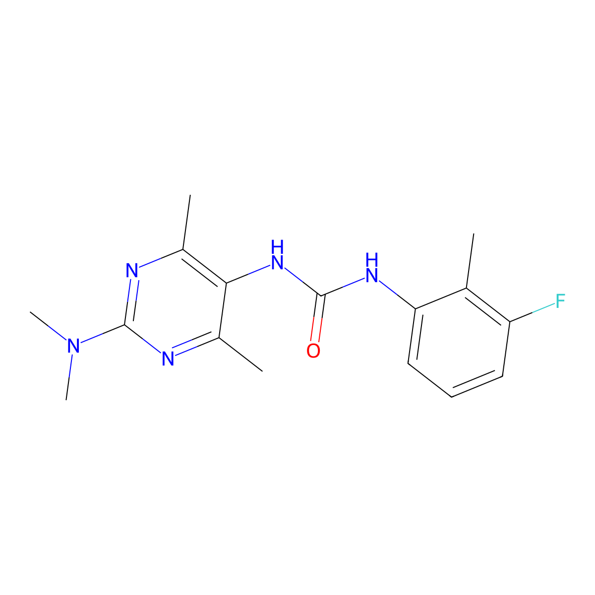 1-(2-(Dimethylamino)-4,6-dimethylpyrimidin-5-yl)-3-(3-fluoro-2-methylphenyl)urea molecular structure, CAS 1448135-01-0