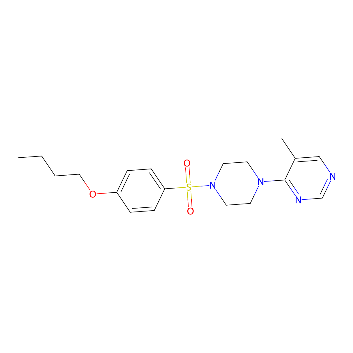 4-(4-((4-Butoxyphenyl)sulfonyl)piperazin-1-yl)-5-methylpyrimidine molecular structure, CAS 1448135-02-1