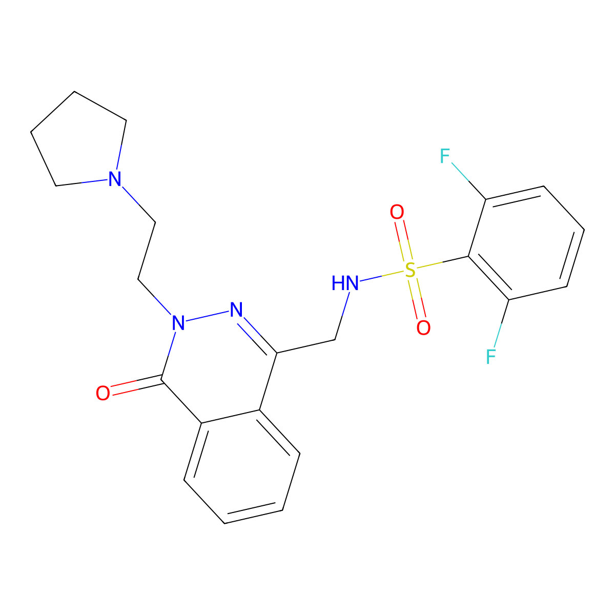 2,6-difluoro-N-((4-oxo-3-(2-(pyrrolidin-1-yl)ethyl)-3,4-dihydrophthalazin-1-yl)methyl)benzenesulfonamide molecular structure, CAS 1448135-04-3