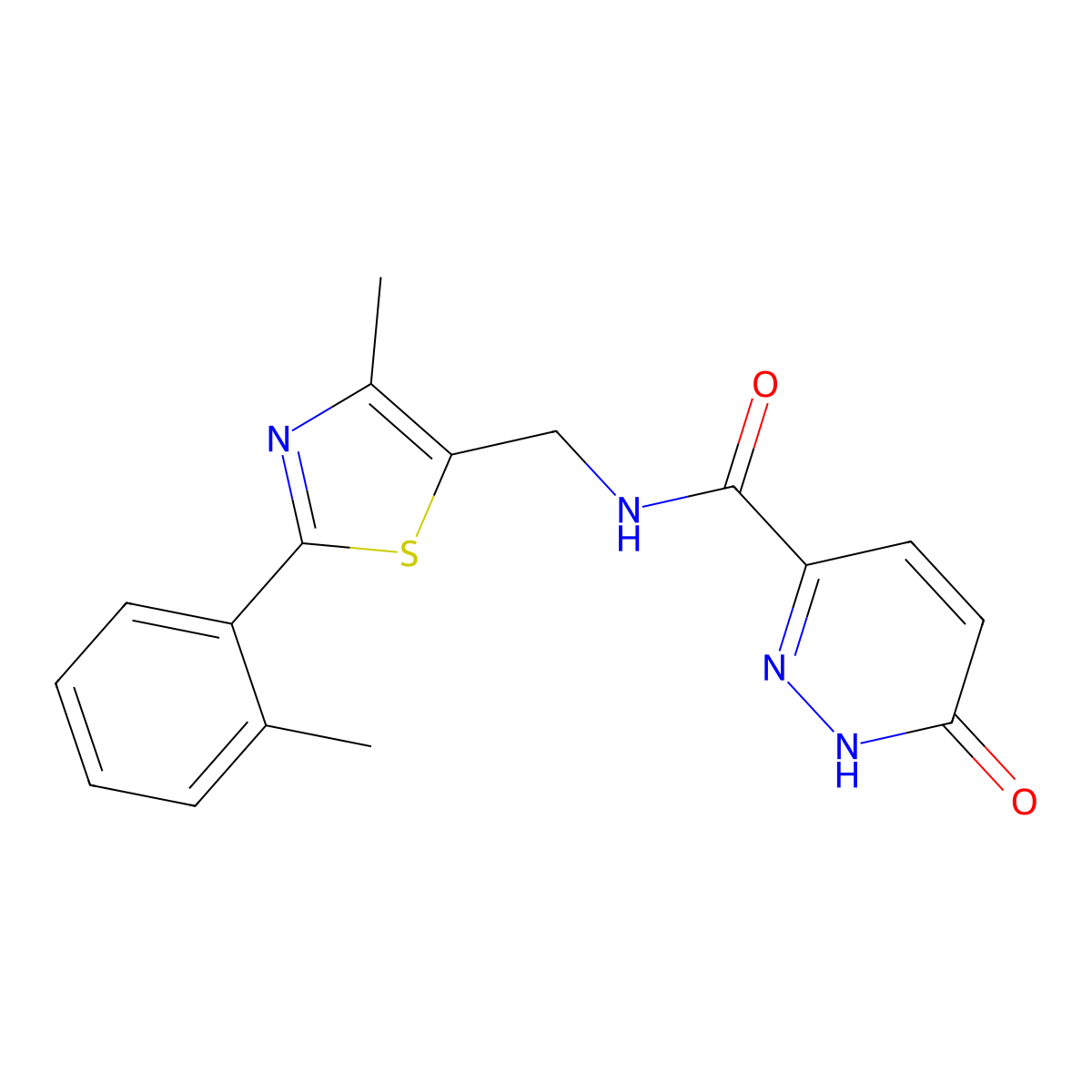 N-((4-methyl-2-(o-tolyl)thiazol-5-yl)methyl)-6-oxo-1,6-dihydropyridazine-3-carboxamide molecular structure, CAS 1448135-07-6