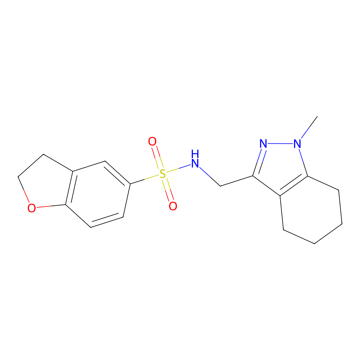 N-((1-methyl-4,5,6,7-tetrahydro-1H-indazol-3-yl)methyl)-2,3-dihydrobenzofuran-5-sulfonamide molecular structure, CAS 1448135-10-1