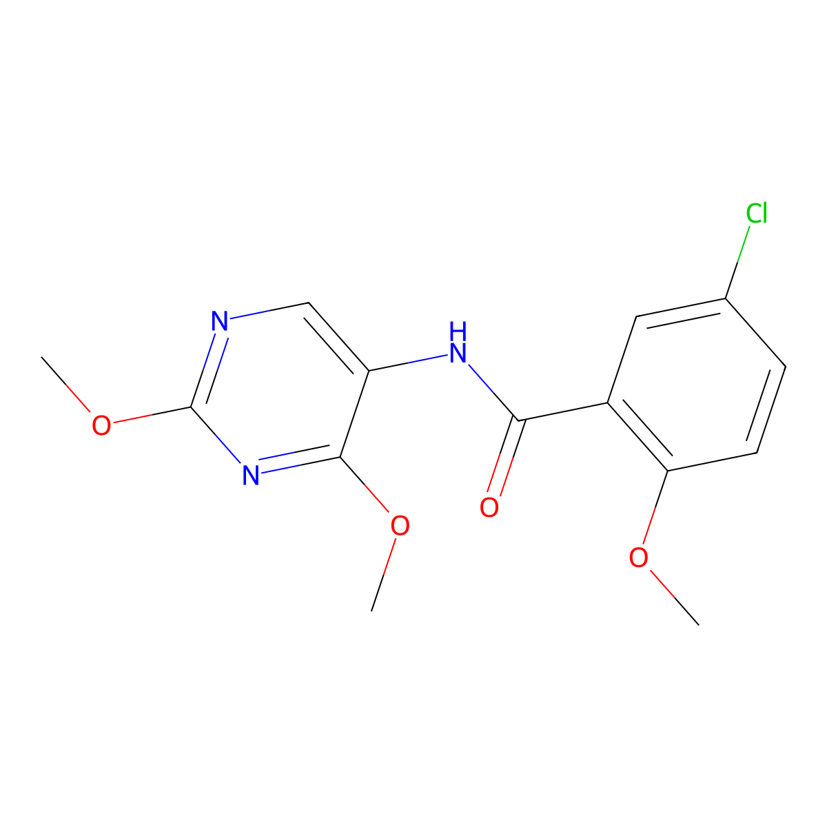 5-chloro-N-(2,4-dimethoxypyrimidin-5-yl)-2-methoxybenzamide molecular structure, CAS 1448135-12-3